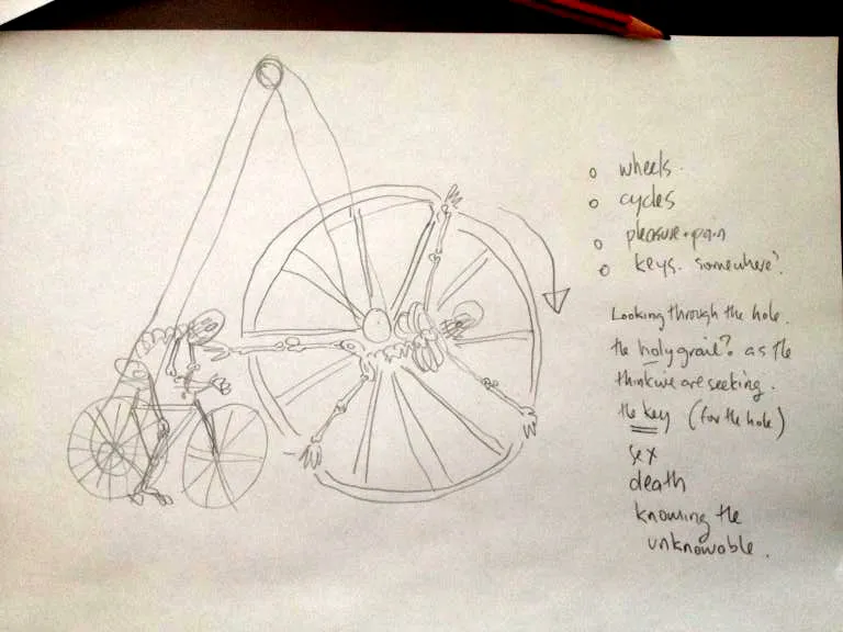 the dead end — death wheel sketch, Barratt | Boyd, 2016