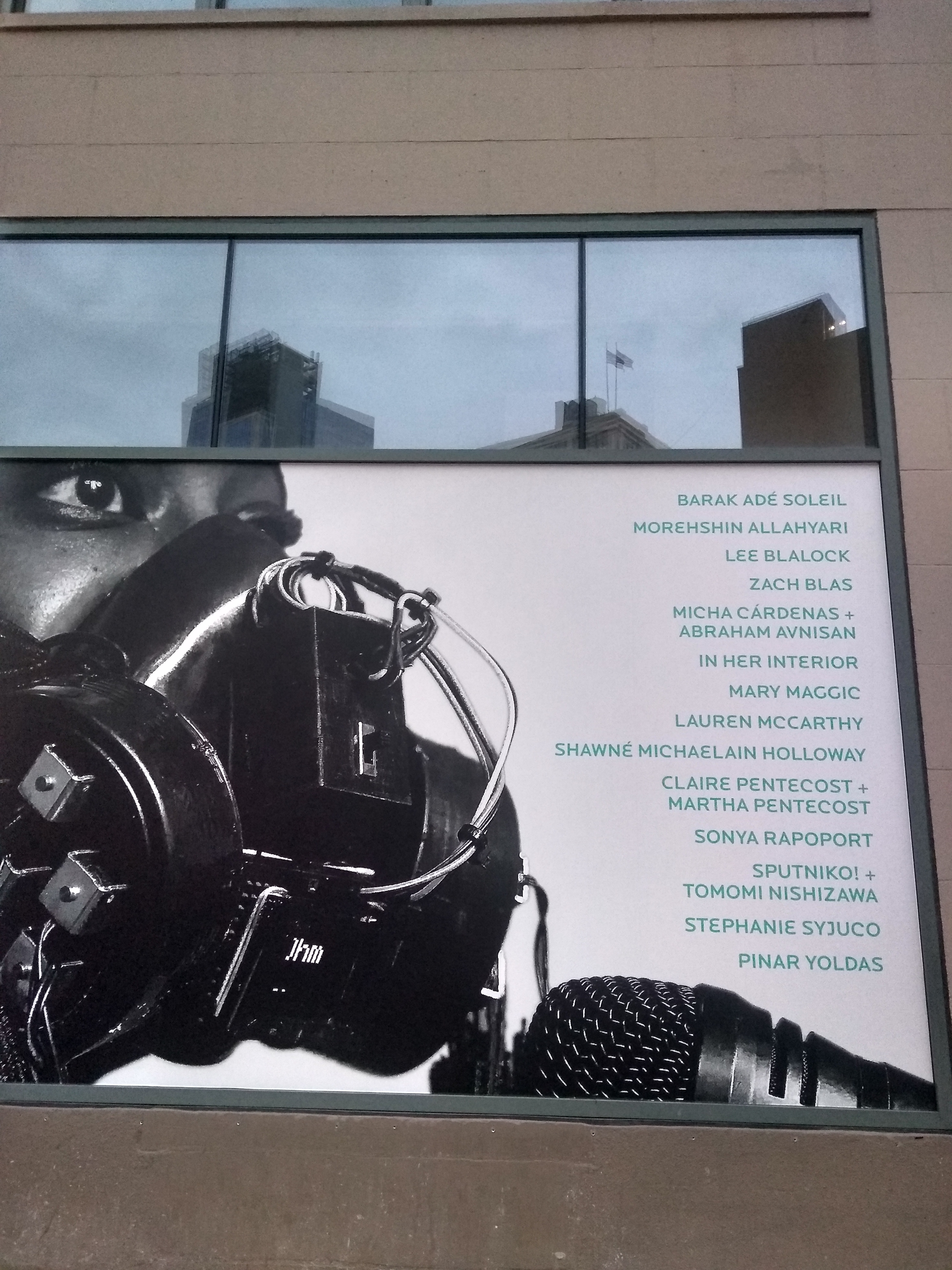 Billboard outside Hudson Gallery for Refiguring the Future, Refresh Art Tech, across various venues in New York. Virginia Barratt and Francesca da Rimini presented multiple works across sites as the collaboration In Her Interior, 2019