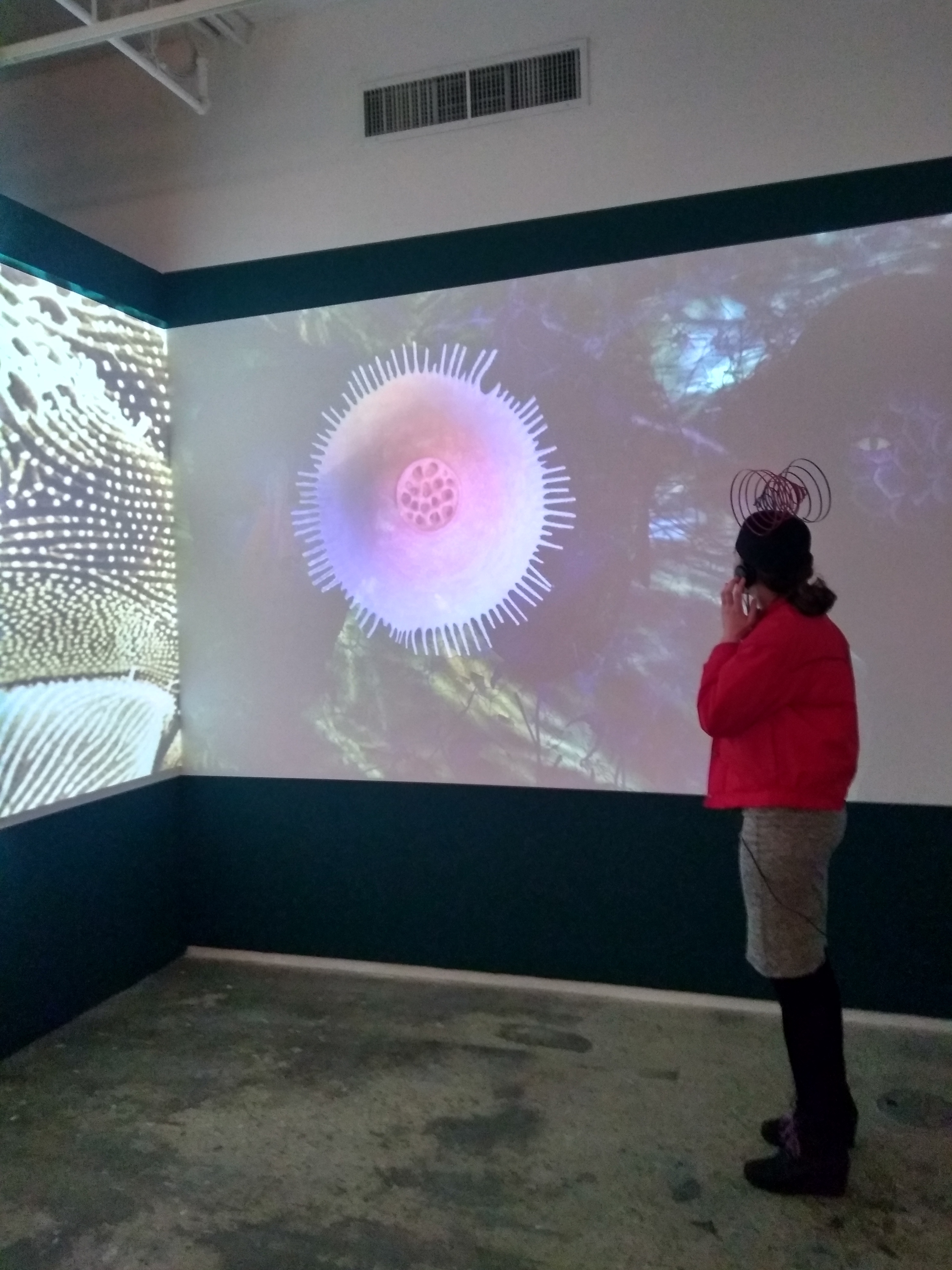 install shot, her eyes were as black as coal, sound, video and sculptural installation by virginia barratt and francesca da rimini, hudson gallery, new york, 2019